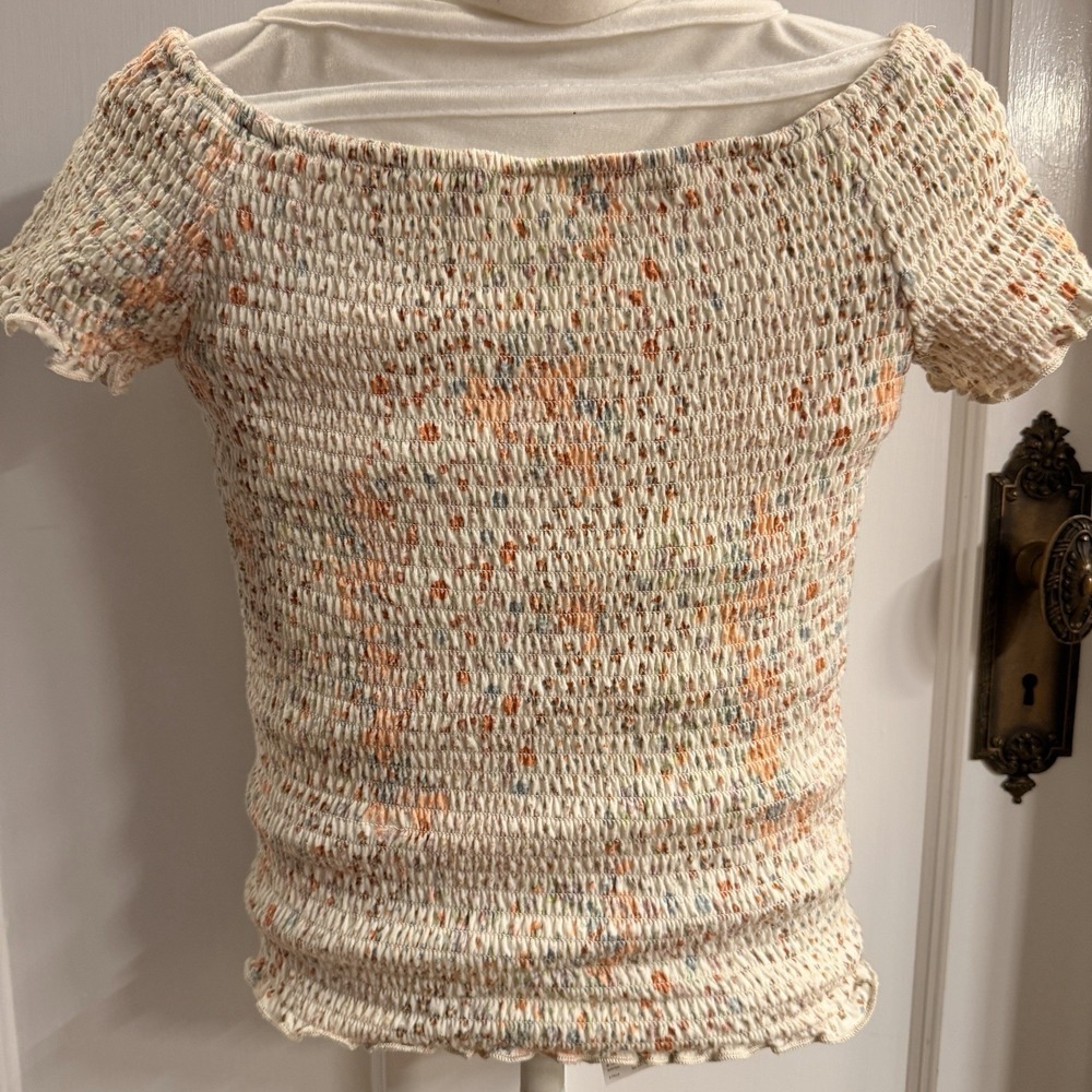 Art Class Girls Off The Shoulder Smocked  Floral Top‎ Size L 10/12